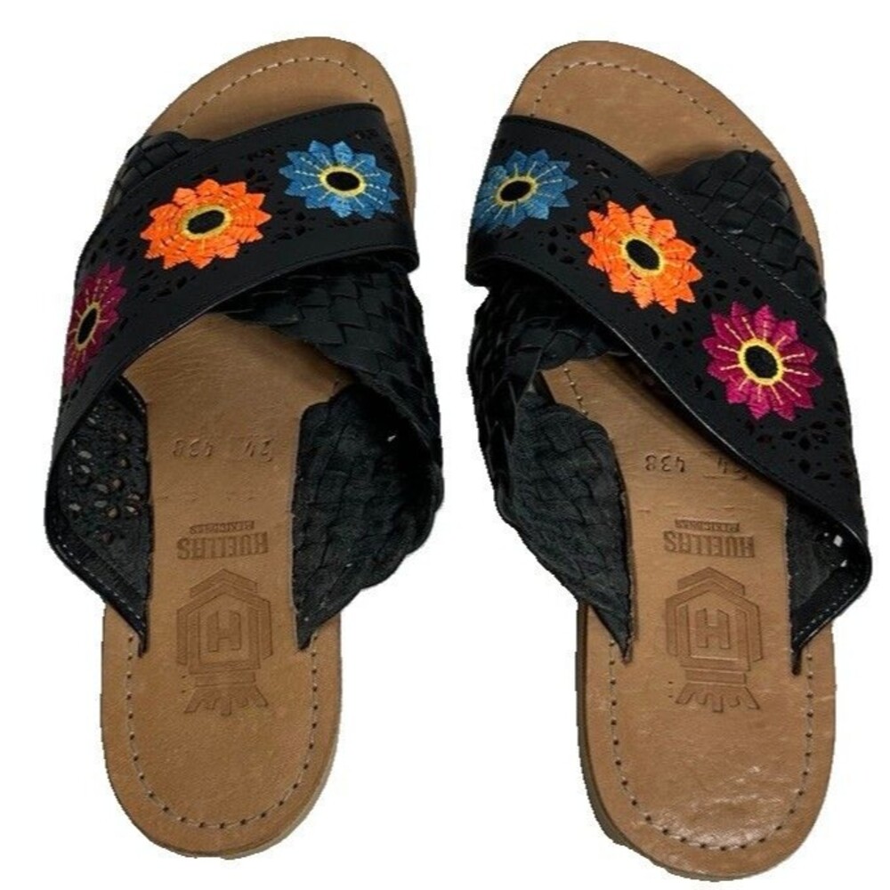 Women's Authentic Handmade Mexican Sandals Slip on - US Size 7 - Embroider